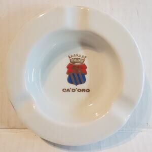 Rare Vintage Porcelana Steatita Brazil Ceramic ashtray CA' D' Oro Ivory Color